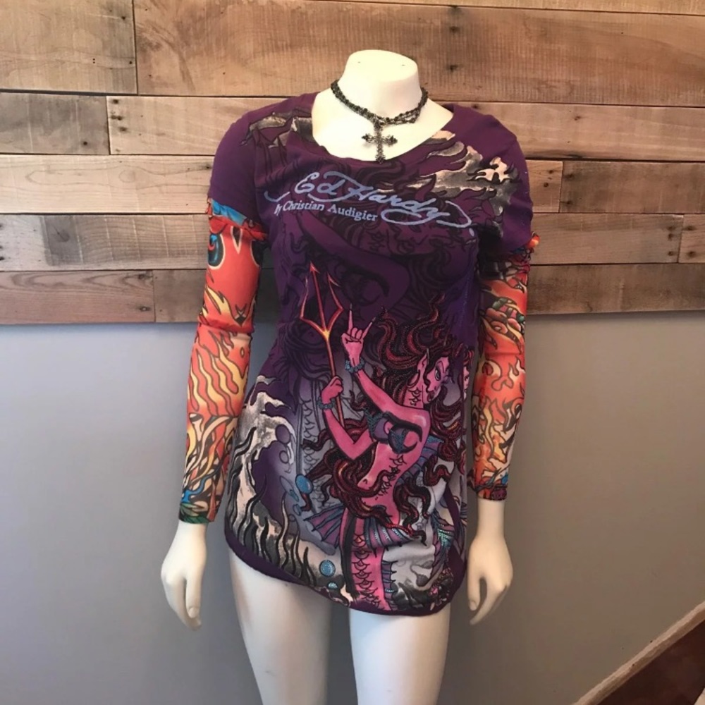 Christian Audigier Ed Hardy Tattoo Sleeve tee